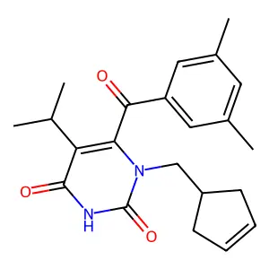 1-(Cyclopent-3-en-1-ylmethyl)-6-(3,5-dimethylbenzoyl)-5-isopropyl-pyrimidine-2,4-dione structure