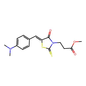 methyl 3-{(5E)-5-[4-(dimethylamino)benzylidene]-4-oxo-2-thioxo-1,3-thiazolidin-3-yl}propanoate structure