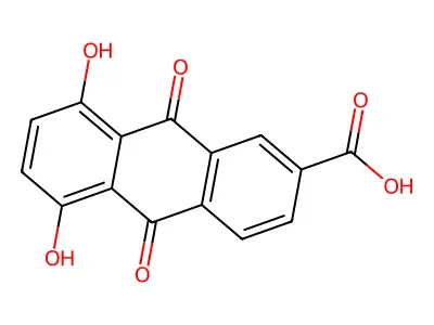 1,4-Dihydroxy-6-carboxy-anthraquinone structure