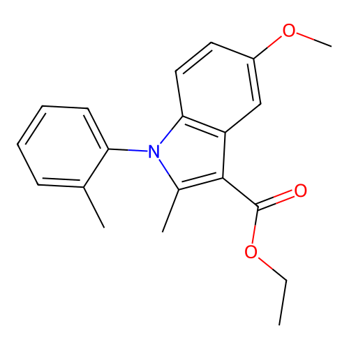 ethyl 5-methoxy-2-methyl-1-(2-methylphenyl)-1H-indole-3-carboxylate structure