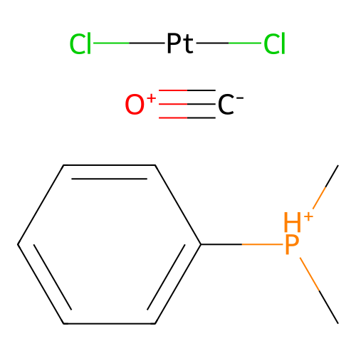 Carbon monoxide;dichloroplatinum;dimethyl(phenyl)phosphanium structure