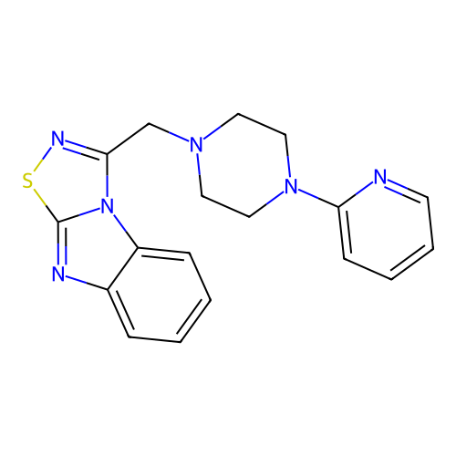 3-[4-(2-Pyridyl)piperazinyl-methyl]-1,2,4-thiadiazolo-[4,5-a]benzimidazole structure