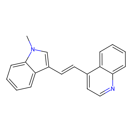 4-[(E)-2-(1-methylindol-3-yl)ethenyl]quinoline structure
