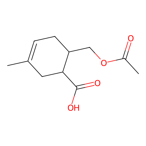 6-(Acetoxymethyl)-3-methyl-3-cyclohexene-1-carboxylic acid structure