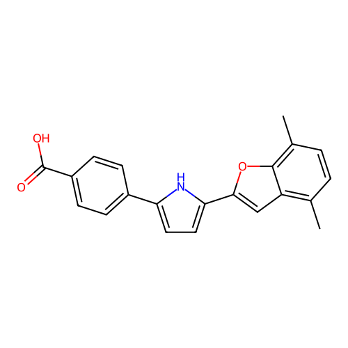 Benzoic acid, 4-(5-(4,7-dimethyl-2-benzofuranyl)-1H-pyrrol-2-yl)- structure