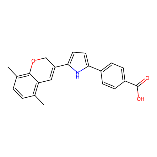4-(5-(5,8-Dimethyl-2H-1-benzopyran-3-yl)-1H-pyrrol-2-yl)benzoic acid structure