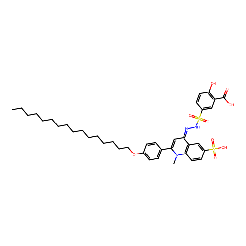 5-((2-(2-(4-(Hexadecyloxy)phenyl)-1-methyl-6-sulfoquinolin-4(1H)-ylidene)hydrazinyl)sulfonyl)-2-hydroxybenzoic acid structure