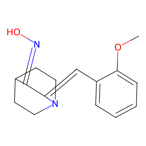 (2Z,3E)-2-(2-methoxybenzylidene)quinuclidin-3-one oxime structure