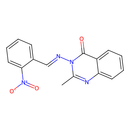 2-methyl-3-[(E)-(2-nitrophenyl)methylideneamino]quinazolin-4-one structure