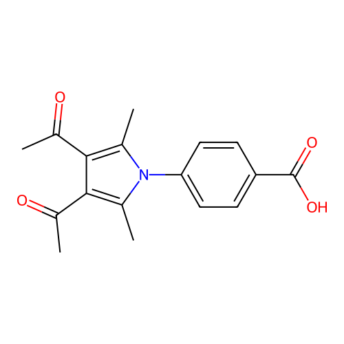 4-(3,4-diacetyl-2,5-dimethyl-1H-pyrrol-1-yl)benzoic acid structure