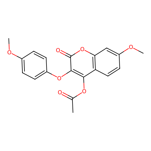 7-methoxy-3-(4-methoxyphenoxy)-2-oxo-2H-chromen-4-yl acetate structure