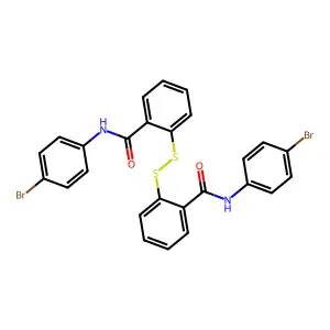 N-(4-bromophenyl)-2-[[2-[(4-bromophenyl)carbamoyl]phenyl]disulfanyl]benzamide structure