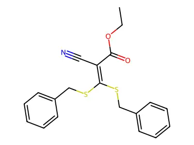 Ethyl 2-cyano-3,3-bis(benzylthio)acrylate structure