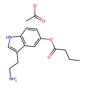 Butyric acid, 3-(2-aminoethyl)indol-5-yl ester, monoacetate structure
