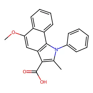 5-Methoxy-2-methyl-1-phenyl-1H-benzo[g]indole-3-carboxylic acid structure