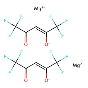 Magnesium bis(1,1,1,5,5,5-hexafluoro-4-oxopent-2-en-2-olate) structure