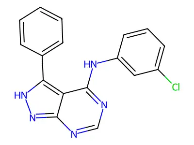 1H-Pyrazolo[3,4-d]pyrimidin-4-amine, N-(3-chlorophenyl)-3-phenyl- structure