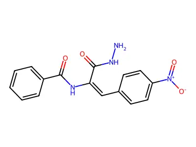 N-[3-hydrazinyl-1-(4-nitrophenyl)-3-oxoprop-1-en-2-yl]benzamide structure