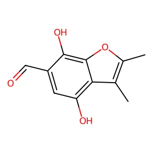 4,7-二羟基-2,3-二甲基-6-苯并呋喃甲醛 structure