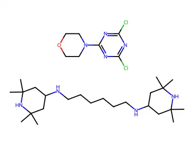 N,N'-bis(2,2,6,6-tetramethylpiperidin-4-yl)hexane-1,6-diamine;4-(4,6-dichloro-1,3,5-triazin-2-yl)morpholine structure