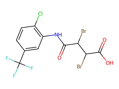 2,3-Dibromo-4-[2-chloro-5-(trifluoromethyl)anilino]-4-oxobutanoic acid structure