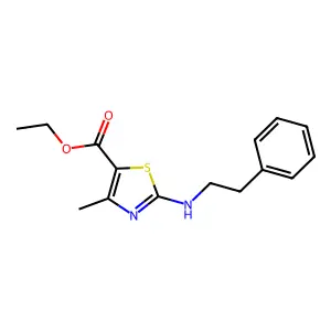 Ethyl 5-methyl-3-((2-phenylethyl)amino)-2,4-thiazolecarboxylate structure