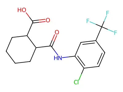 2-[[2-Chloro-5-(trifluoromethyl)phenyl]carbamoyl]cyclohexane-1-carboxylic acid structure