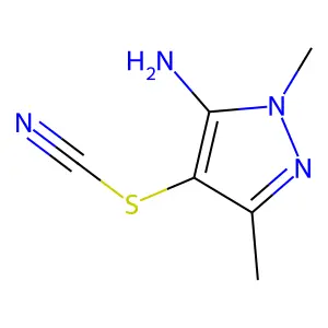 [(5-amino-1,3-dimethyl-1H-pyrazol-4-yl)sulfanyl]formonitrile structure