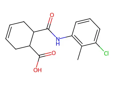 6-[(3-Chloro-2-methylphenyl)carbamoyl]cyclohex-3-ene-1-carboxylic acid structure