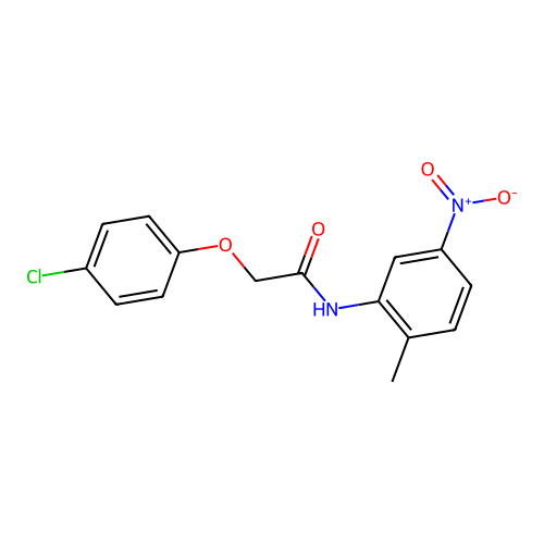2-(4-chlorophenoxy)-N-(2-methyl-5-nitrophenyl)acetamide structure