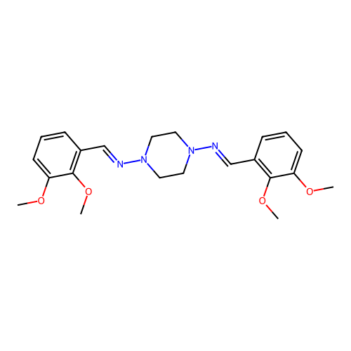 n,n'-bis(2,3-dimethoxybenzylidene)piperazine-1,4-diamine structure