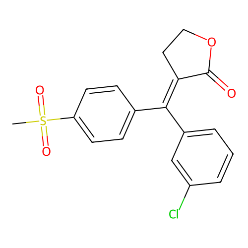 3-((3-Chlorophenyl)(4-(methylsulfonyl)phenyl)methylene)dihydro-2(3H)-furanone, (3Z)- structure