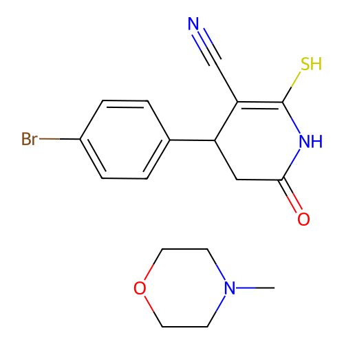 4-(4-bromophenyl)-2-oxo-6-sulfanyl-3,4-dihydro-1H-pyridine-5-carbonitrile; 4-methylmorpholine structure