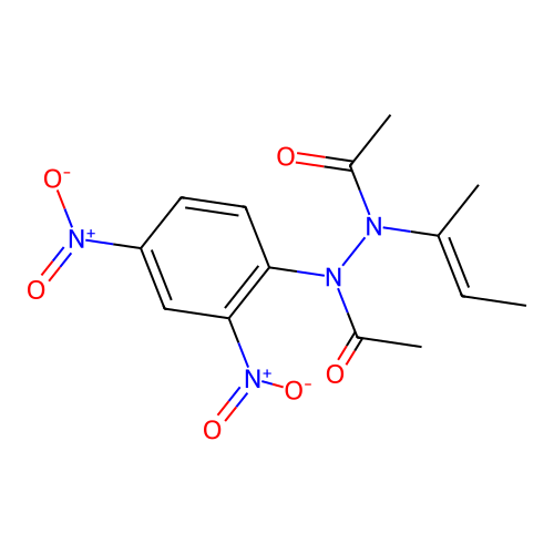 N'-acetyl-N'-but-2-en-2-yl-N-(2,4-dinitrophenyl)acetohydrazide structure