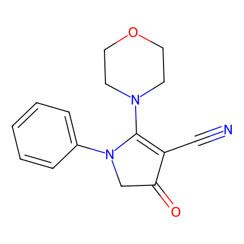 5-morpholin-4-yl-3-oxo-1-phenyl-2H-pyrrole-4-carbonitrile structure