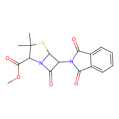 6-(1,3-Dioxo-1,3-dihydroisoindol-2-yl)-3,3-dimethyl-7-oxo-4-thia-1-aza-bicyclo[3.2.0]heptane-2-carboxylic acid, methyl ester structure