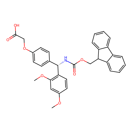 (S)-2-(4-(((((9H-Fluoren-9-yl)methoxy)carbonyl)amino)(2,4-dimethoxyphenyl)methyl)phenoxy)acetic acid structure