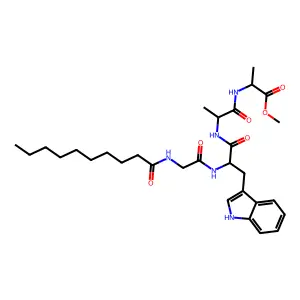 L-Alanine, N-(N-(N-(N-(1-oxodecyl)glycyl)-L-tryptophyl)-L-alanyl)-, methyl ester structure