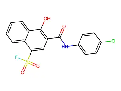 3-((4-Chlorophenyl)carbamoyl)-4-hydroxynaphthalene-1-sulfonyl fluoride structure