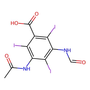 Benzoic acid, 3-acetamido-5-formamido-2,4,6-triiodo- structure