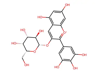 Delphinidin 3-galactoside cation structure