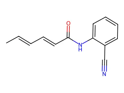 N-(2-cyanophenyl)hexa-2,4-dienamide structure
