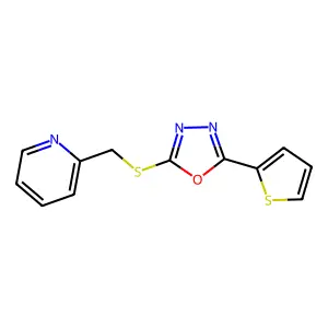 2-((Pyridin-2-ylmethyl)thio)-5-(thiophen-2-yl)-1,3,4-oxadiazole structure