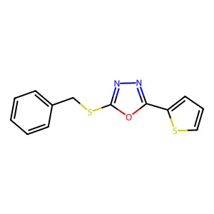 2-(Benzylsulfanyl)-5-(thiophen-2-yl)-1,3,4-oxadiazole structure