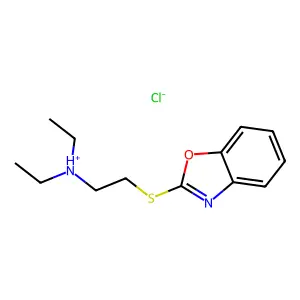 Ethanamine, 2-(2-benzoxazolylthio)-N,N-diethyl-, hydrochloride (1:1) structure