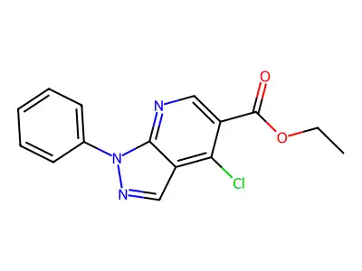 Ethyl 4-chloro-1-phenyl-1H-pyrazolo[3,4-b]pyridine-5-carboxylate structure