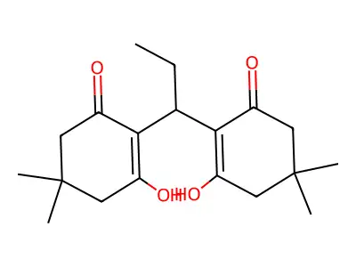2,2'-Propane-1,1-diylbis(3-hydroxy-5,5-dimethylcyclohex-2-en-1-one) structure
