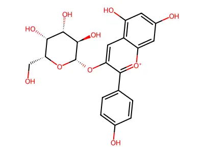 Pelargonidin 3-galactoside ion structure