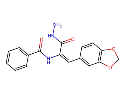 N-[2-benzo[1,3]dioxol-5-yl-1-(hydrazinecarbonyl)ethenyl]benzamide structure