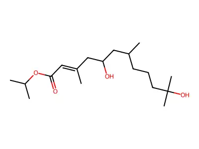 Isopropyl 5,11-dihydroxy-3,7,11-trimethyl-2-dodecenoate structure